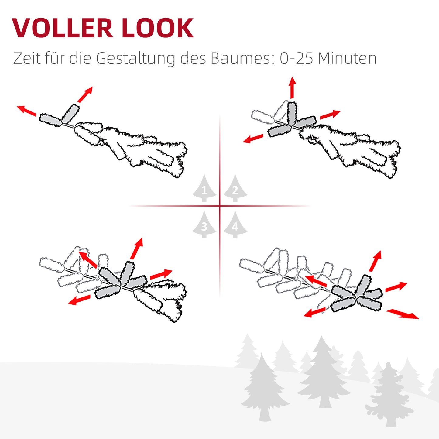 HOMCOM Weihnachtsbaum Ø90 x 180 cm, künstliche Tanne, realistisches Nadelkleid, Grün