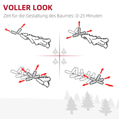 HOMCOM Weihnachtsbaum Ø90 x 180 cm, künstliche Tanne, realistisches Nadelkleid, Grün