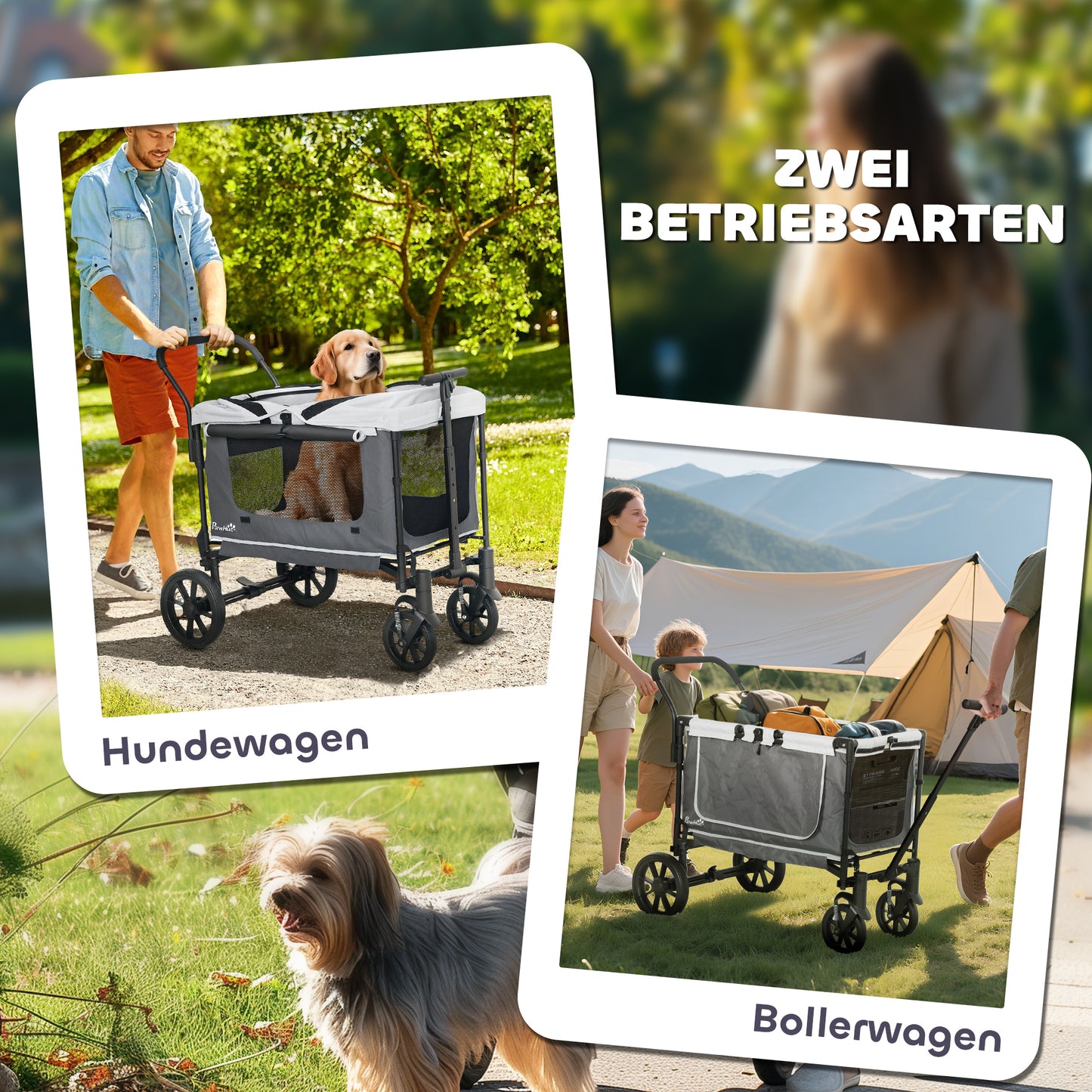 PawHut Hundewagen Hundebuggy klappbar für Hunde & Katzen bis 30 kg 110 x 65 x 102 cm Dunkelgrau