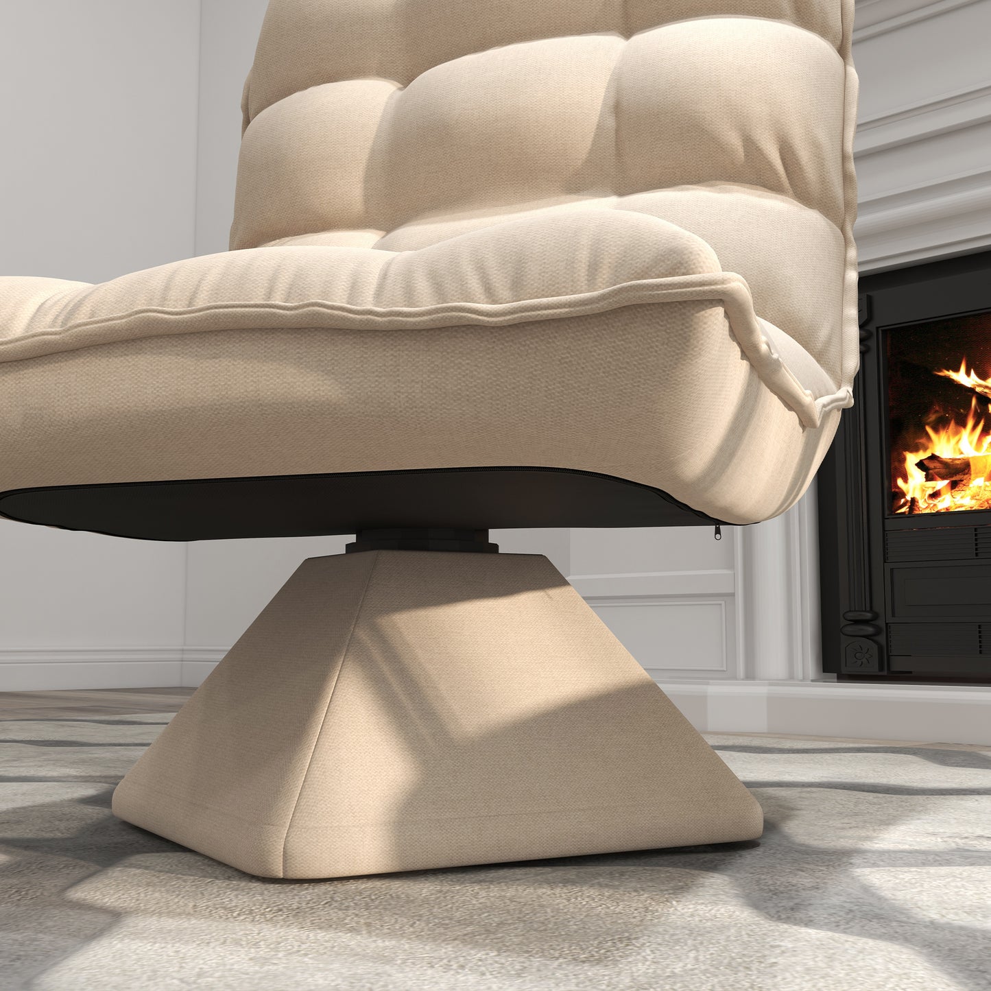 HOMCOM Relaxsessel Lesesessel, drehbar, Leinenoptik, 62 cm x 70 cm x 95 cm, Beige