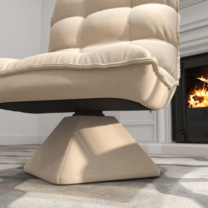 HOMCOM Relaxsessel Lesesessel, drehbar, Leinenoptik, 62 cm x 70 cm x 95 cm, Beige