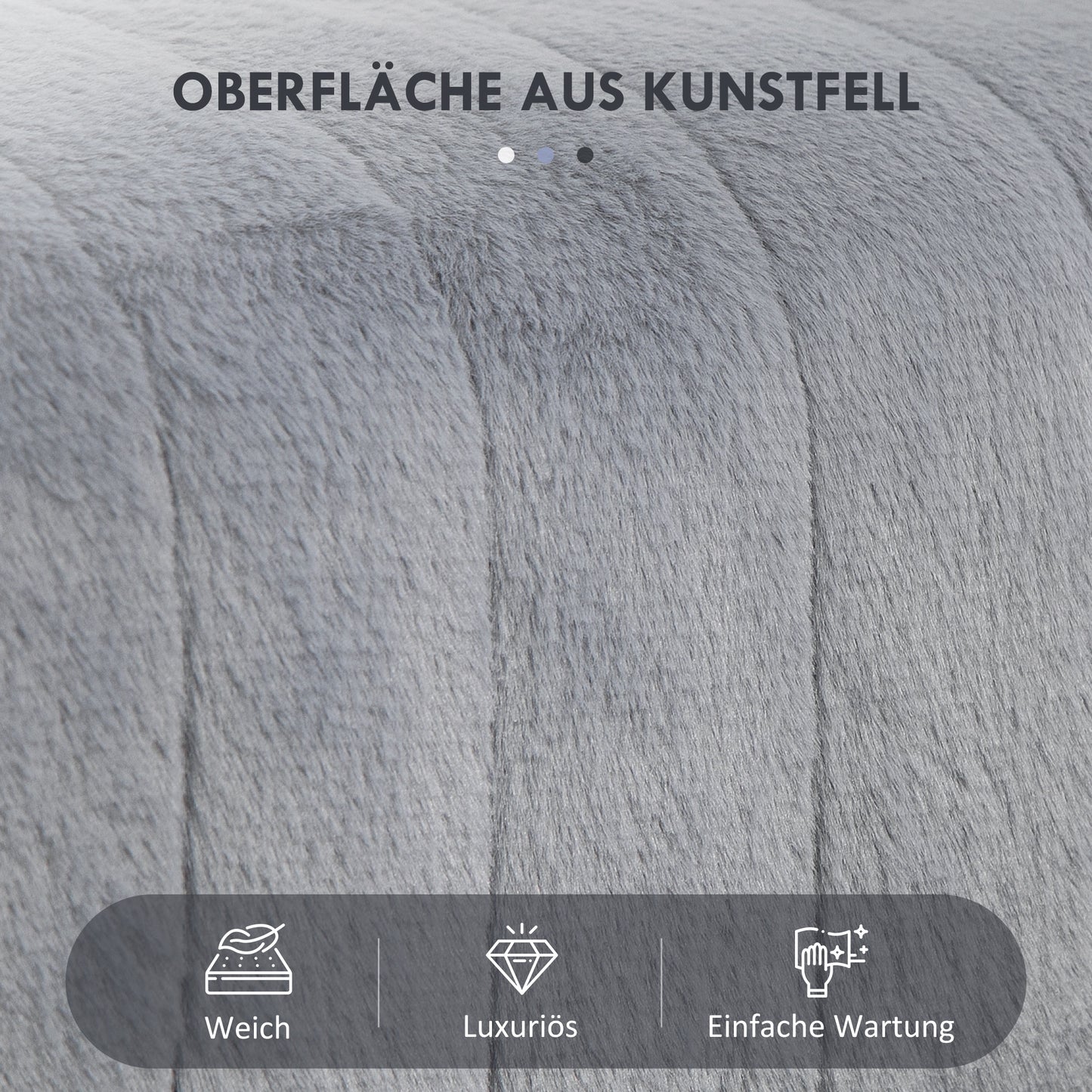 HOMCOM Sitzbank, gesteppter Sitz, Kunstfellbezug, Metallbeine, bis 120 kg, 82x30x47 cm, Grau/Schwarz