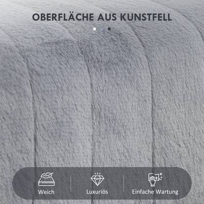 HOMCOM Sitzbank, gesteppter Sitz, Kunstfellbezug, Metallbeine, bis 120 kg, 82x30x47 cm, Grau/Schwarz