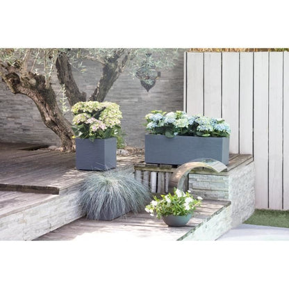 EDA Plastic Square Flower Flower Bat Graphit Up - 21 L - 29.5 x 29.5 x 29.5 cm - Anthracite gray