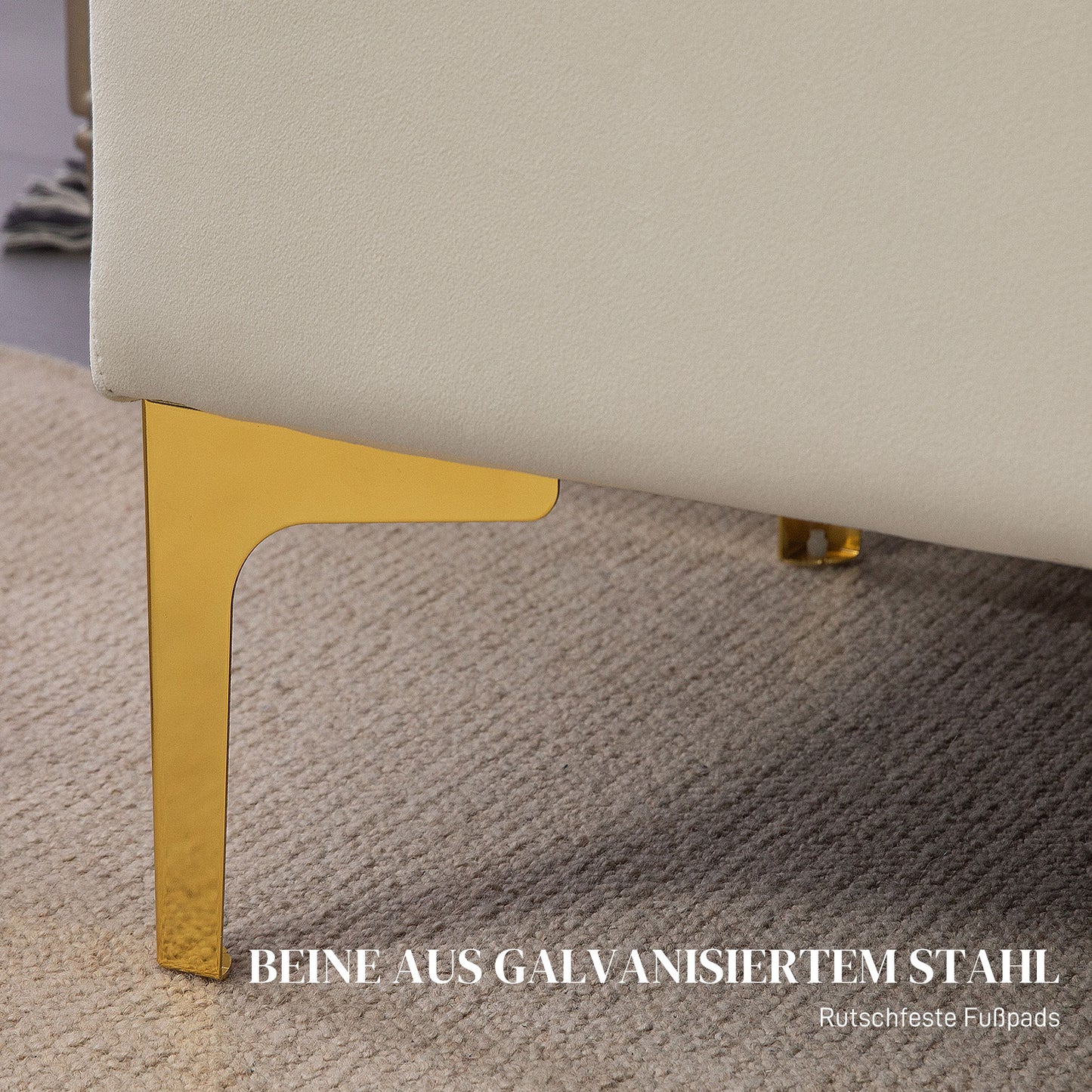 HOMCOM Sitzbank mit Stauraum, belastbar bis 120kg, 120x44x44,5cm, Beige