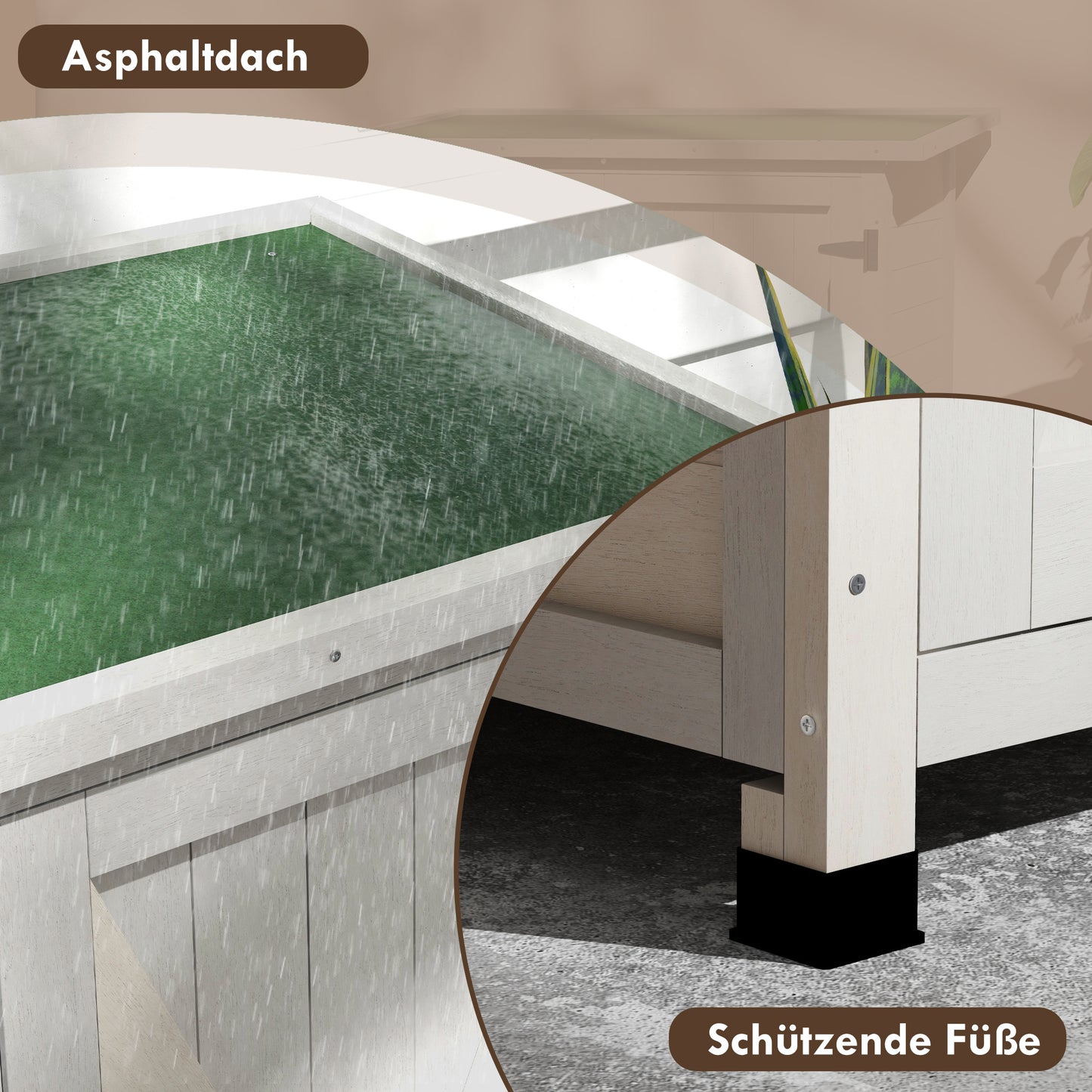 Outsunny Geräteschrank aus Holz mit 2 Türen, Geräteschuppen mit Asphaltdach, 110 x 55 x 117 cm, Hellgrau