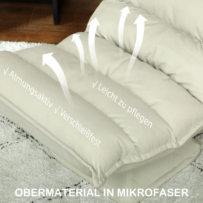 HOMCOM Relaxsessel, Sitzsack, verstellbare Rückenlehne, Lederoptik, 62x70x95cm, Beige