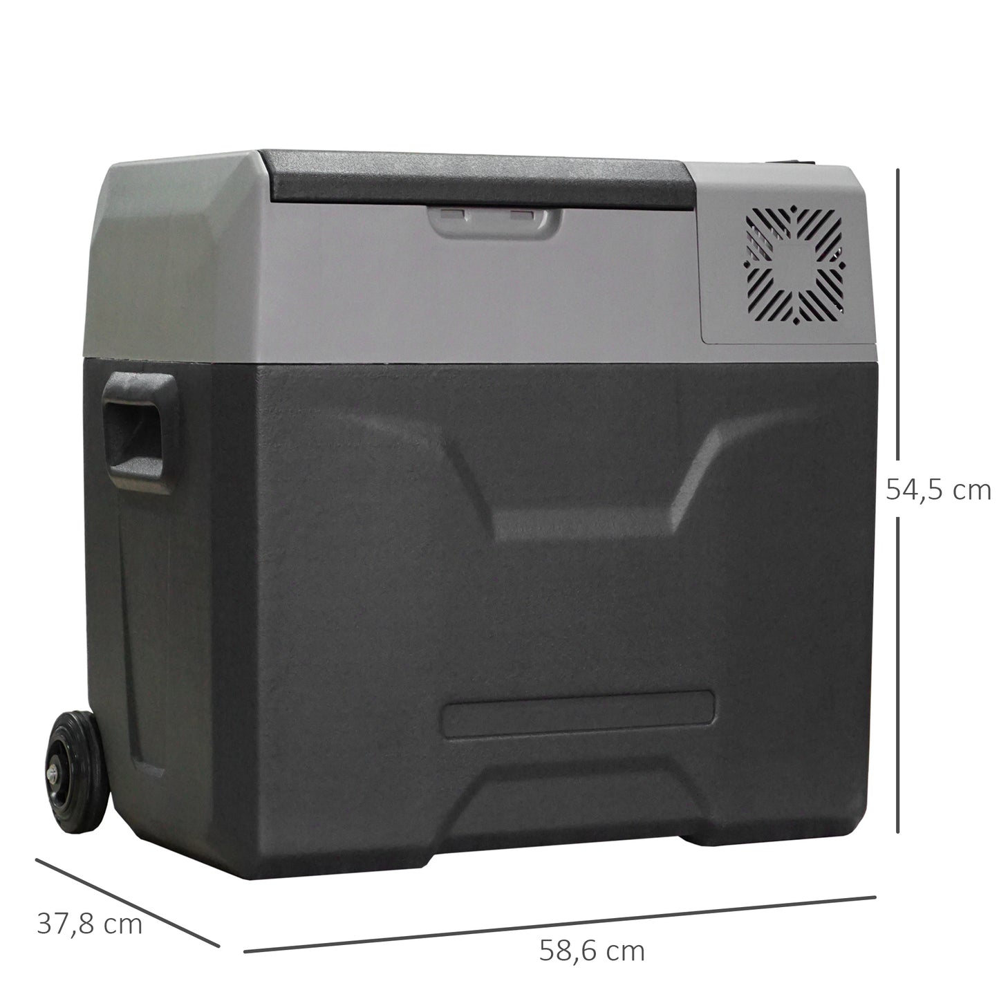 HOMCOM Autokühlschrank, Kühlbox, 50L, bis -20° C, Touch-Display, 2 Räder, Teleskopgriff, 58,6 x 37,8 x 54,5 cm, Grau