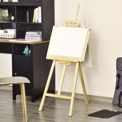 HOMCOM Staffelei Holz 134,5 cm hoch Holzstaffelei für Leinwände bis 108 cm Feldstaffelei Atelierstaffelei für Malerei, Skizze, Hochzeit, Ausstellung Natur