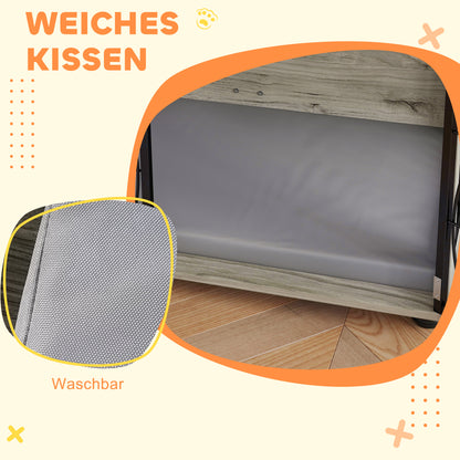 PawHut Hundebox, Hundekiste, Verschließbare Aufenthaltsbox für große Hunde, Grau