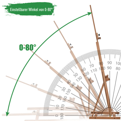 Vinsetto Staffelei Keilrahmen Atelierstaffelei Höhen- und Winkelverstellbar mit Ablagefach Buchenholz Natur 53 x 50,5 x 171-230 cm