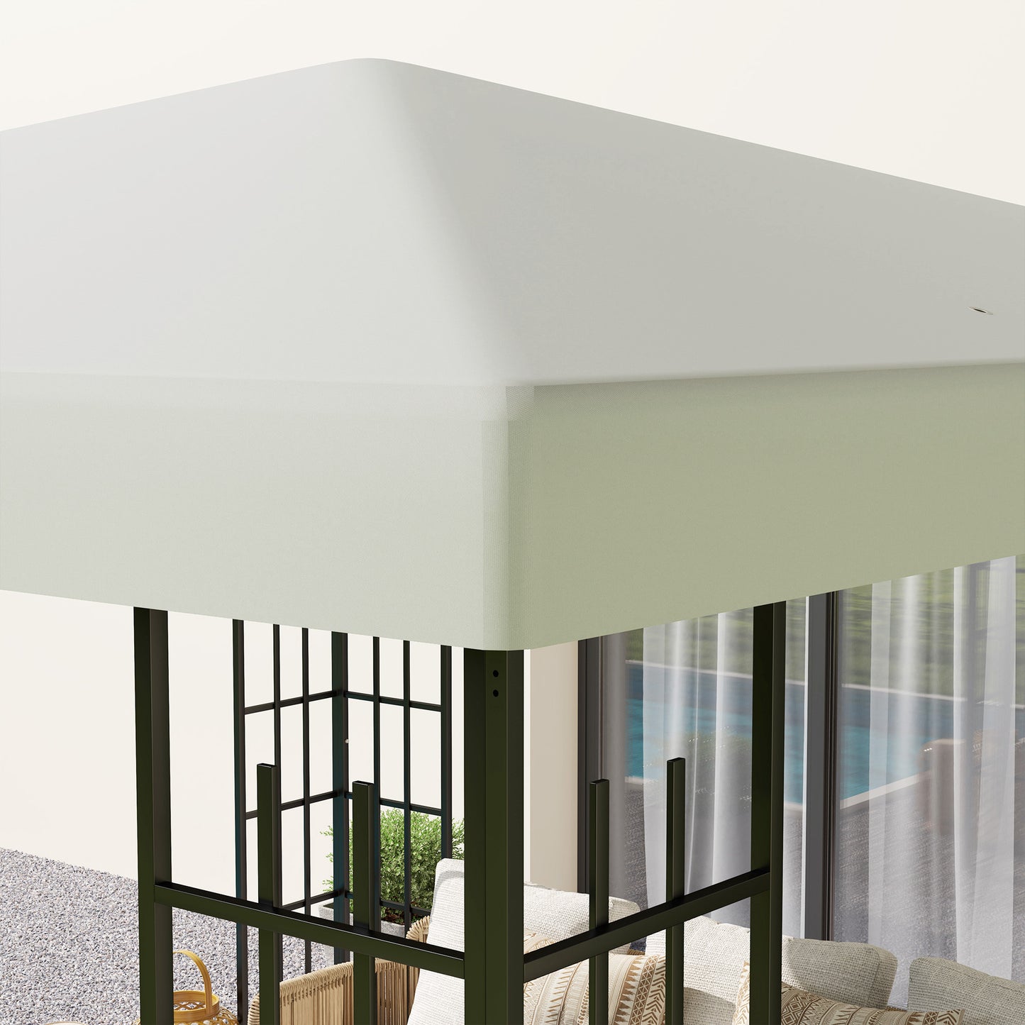 Outsunny 3 x 3 m Ersatzplane für Pavillon, Plane für Garten-Pavillon, mit Wasserablauföffnungen, UPF30+, Hellgrau