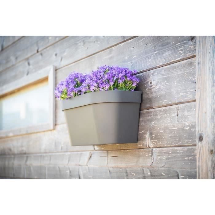 Wall pot - GARDEN ID Star - Taupe 36 x 16 cm - Water reserve with overflow system - Recycled and 100% recyclable