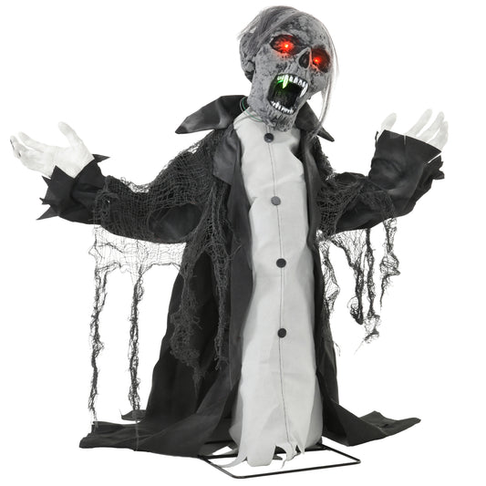 HOMCOM Halloweendeko, Skelett/Zombie, beweglich, Bewegungssensor, LEDs & Sounds, 75 cm