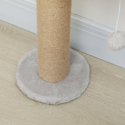 PawHut Katzenkratzbaum, 5-stufiges Design, Spielzeug, Sisalpfosten, Plüschstoff, Hellgrau