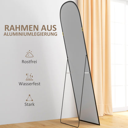 HOMCOM Standspiegel, Ganzkörperspiegel, modernes Design, 50 cm x 1,5 cm x 161,5 cm, Schwarz