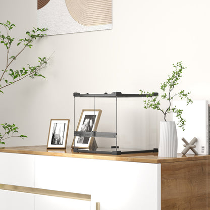 PawHut Glas-Terrarium für Reptilien, erhöhter &amp; wasserdichter Boden, Knopfschloss