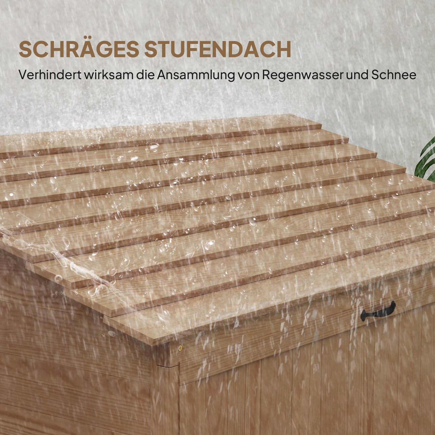 Outsunny Garten-Aufbewahrungsschrank mit ausklappbarem Tisch, Werkzeugschrank mit Dach, 110 x 54 x 136 cm, Tannenholz, Braun