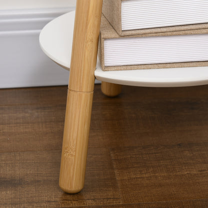 HOMCOM Garderobenständer mit Beistelltisch im Skandi-Design, 5 Kleiderhaken, 39, 5 cm x 39,5 cm x 171 cm, Natur + Weiß