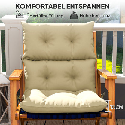 Outsunny Sitzkissen, Dickes Polsterkissen für Sitzmöbel, mit Rückenlehne, Schaukelstuhlkissen, für drinnen und draußen, Beige