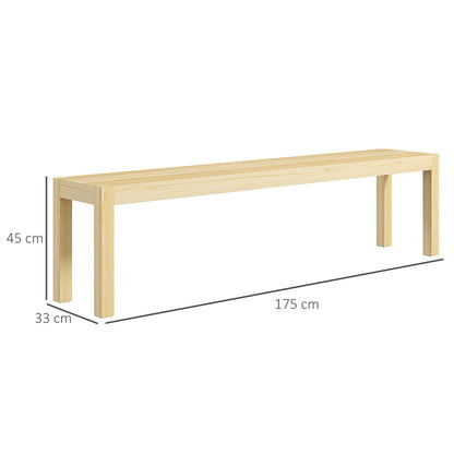 HOMCOM Sitzbank, Platz für 3 Personen, bis 330 kg, Kiefernholz, 175x33x45 cm