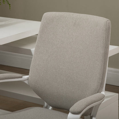 Vinsetto Bürostuhl Schreibtischstuhl Home-Office-Stuhl mit Wippenfunktion Rückenlehne höhenverstellbarer dick gepolstert ergonomisch 360°-Drehräder Polyester Nylon PP Beige+Weiß 62x69x92-100 cm