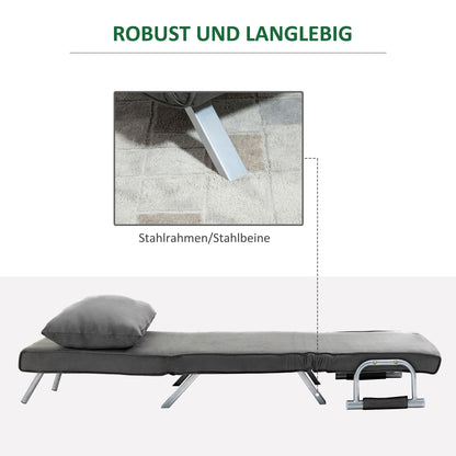 HOMCOM Relaxsessel Liegesessel Sessel, Liegefunktion, Gästebett, 65 cm x 69 cm x 80 cm, Grau