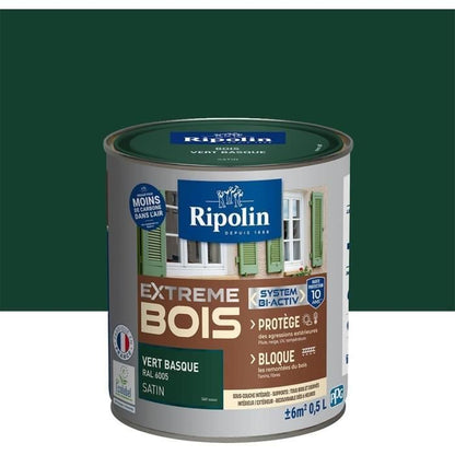 RIPOLIN Satin Wood Paint High Protection 10 years which Protects and Magnifies your Wood - Basque Green