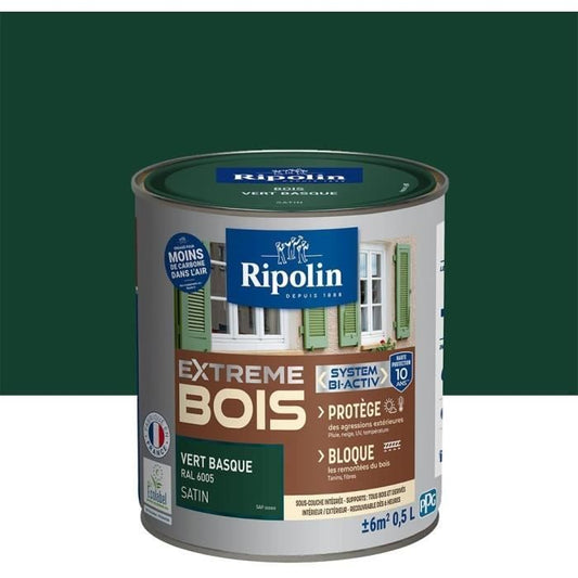 RIPOLIN Satin Wood Paint High Protection 10 years which Protects and Magnifies your Wood - Basque Green