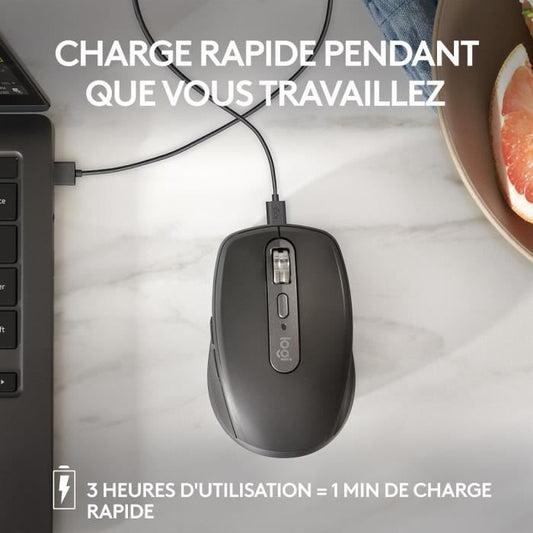 Wireless Mouse - LOGITECH - MX Anywhere 3S - Bluetooth - Silent Clicks - 6 buttons - Graphite
