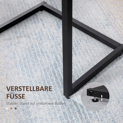 HOMCOM Satztisch, Beistelltisch, 3er-Set, Industrial Design, Stahlrahmen, braun+schwarz, 45 x 30 x 60cm