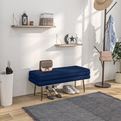 HOMCOM Sitzbank Polsterbank, mit Stauraum, Stahl, 100 cm x 37,5 cm x 42 cm, Blau