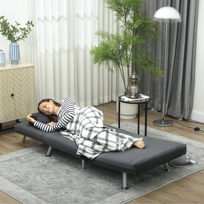 HOMCOM Klappsessel mit Bettfunktion, klappbarer Relaxsessel in Samtoptik, Verstellbare Rückenlehne, 75 x 70 x 75 cm, Dunkelgrau