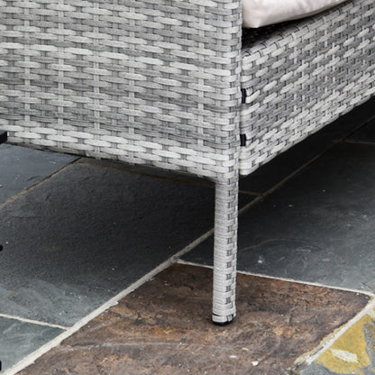 Outsunny 5-tlg. Gartenmöbel Set, Rattan Sitzgruppe mit Fußhocker, Metall, Grau, 142 x 60 x 75 cm