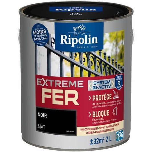 Iron paint - RIPOLIN - 395991 - Black - Matt - 2 L