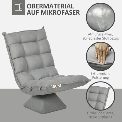 HOMCOM Relaxsessel Lesesessel, drehbar, Samtoptik, 62 cm x 70 cm x 95 cm, Hellgrau