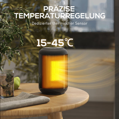 HOMCOM Heizgerät, 1500 W Heizlüfter mit 3 Modi, 24-Stunden-Timer, Kipp- und Überhitzungsschutz, 14 x 14 x 21,5 cm, Schwarz
