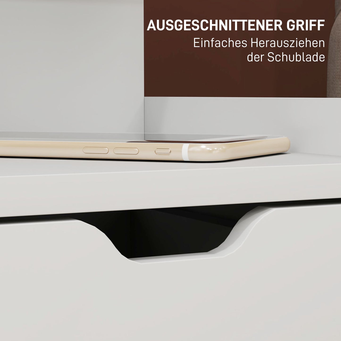 HOMCOM Nachttisch mit 2 Schubladen, offener Ablage, 40x30x60 cm, Weiß