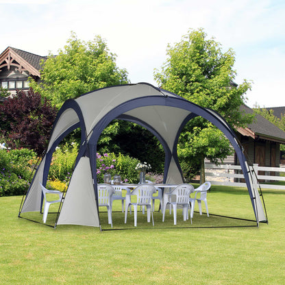 Outsunny Kuppelzelt für 6-8 Personen, Pavillon, Schutz vor Sonne und Nieselregen, 3,5 x 3,5 x 2,22 m, Cremeweiß