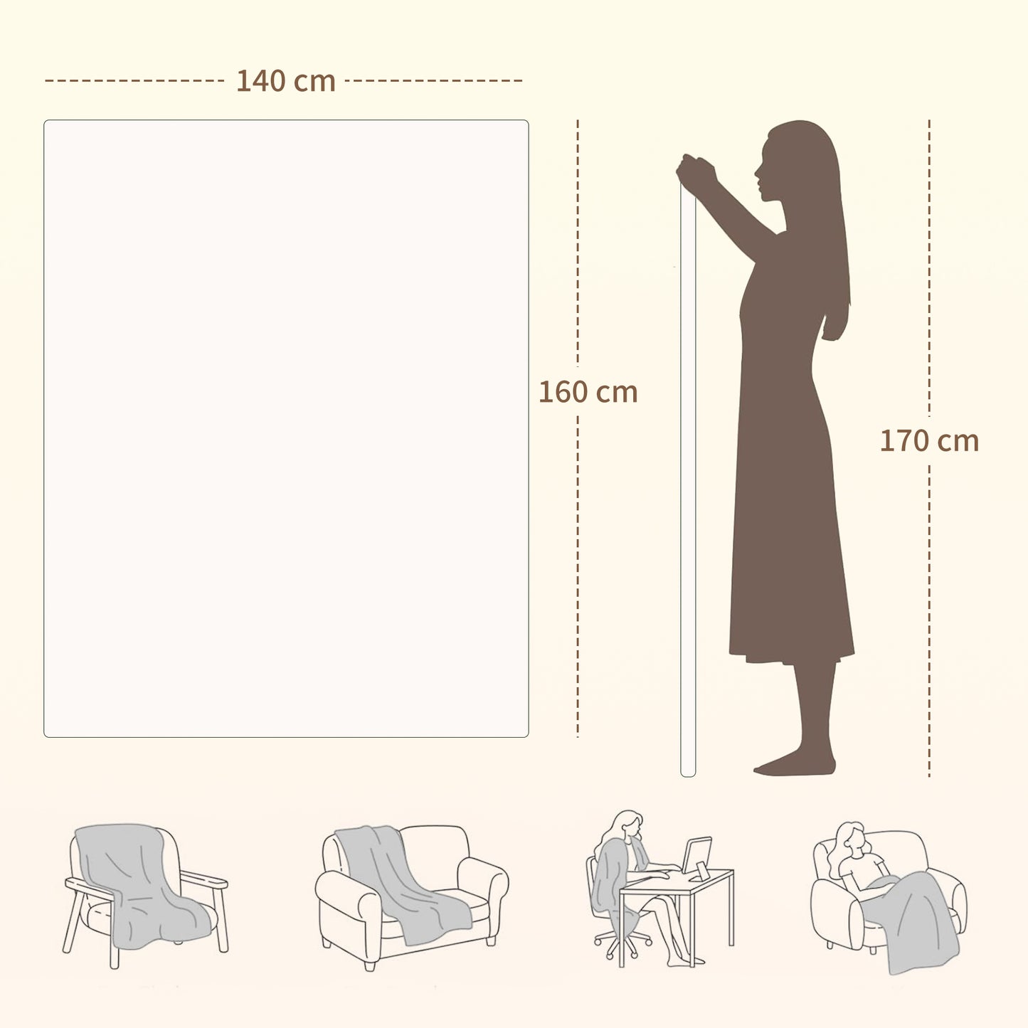 HOMCOM Heizdecke mit Dualzonensteuerung 160 x 140 cm maschinenwaschbar mit 5 Heizstufen, 10 Stunden Timer, Überhitzungsschutz