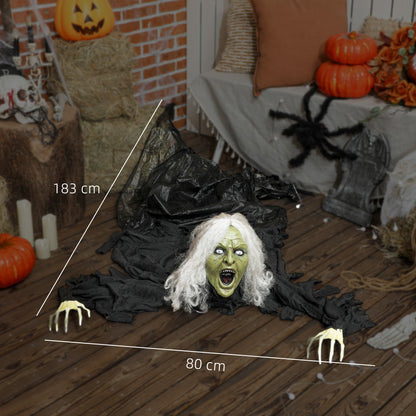 Outsunny 183cm Halloween Dekoration Halloween Zombie-Alte mit LED-Lichter, Soundfunktion, für Party