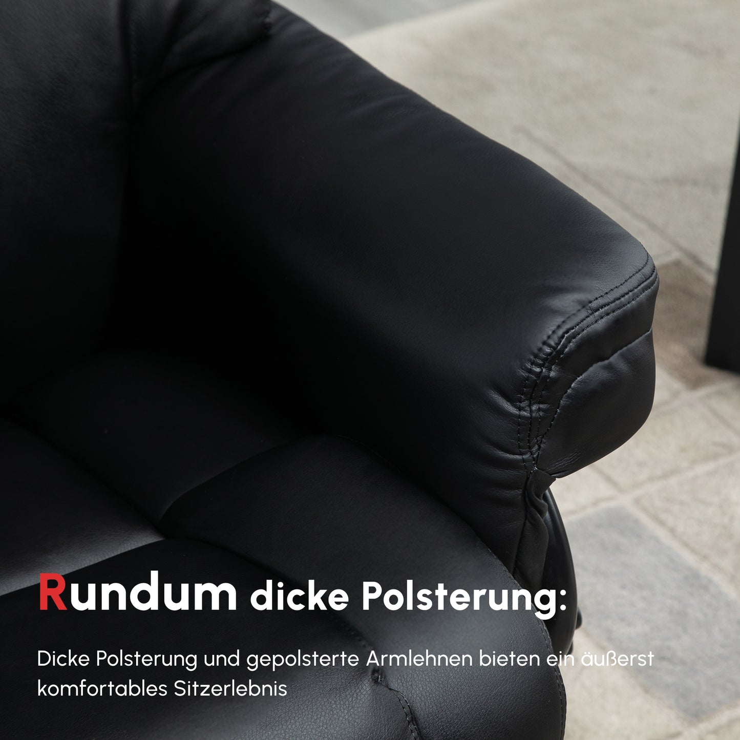 HOMCOM Relaxsessel mit Hocker, Liegefunktion, drehbar, bis 160 kg, Kunstleder, Metallrahmen, schwarz, 80 x 79 x 100 cm