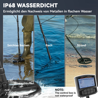 Outsunny Metalldetektor für Erwachsene 5 Modi Tragbar Ortungsgerät mit Alarm Spule LCD-Display IP68 Wasserdicht Dunkelgrau