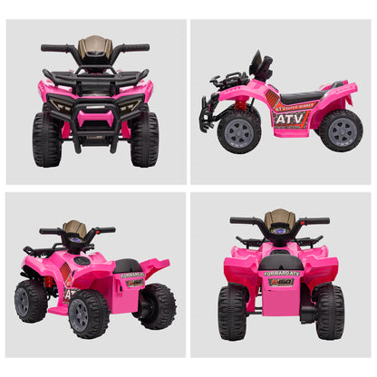 HOMCOM Kinder Quad Elektro 6V Kinderquad mit Vorwärtsfunktion, Musik, Elektro-Quad für Kinder 1,5-3 Jahre Rosa