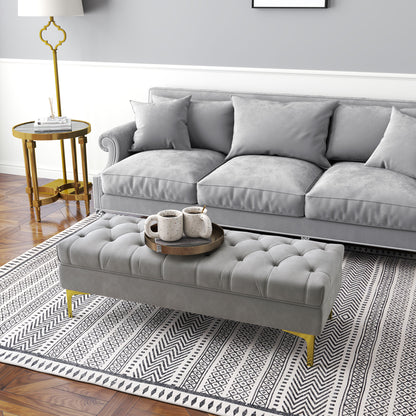 HOMCOM Sitzbank Bettbank Schuhbank mit erhöhten Beine Schlafzimmer Samt Hellgrau