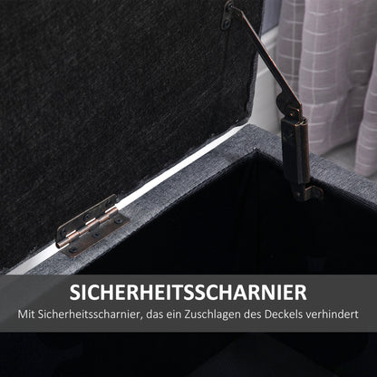 HOMCOM Sitzbank mit Stauraum Polsterbank mit Leinenoptik, Sitztruhe mit Holzbeine, Truhenbank für Wohnzimmer Schlafzimmer Flur 100 x 40 x 44 cm Dunkelgrau