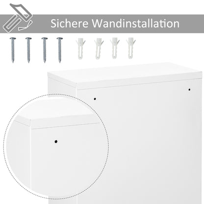 kleankin Medizinschrank Arzneischrank zur Medikamenten-Aufbewahrung, Abschließbar Medikamentenschrank Metall mit 3 Fächern Erste-Hilfe-Schrank, 40 x 18 x 60 cm, Weiß