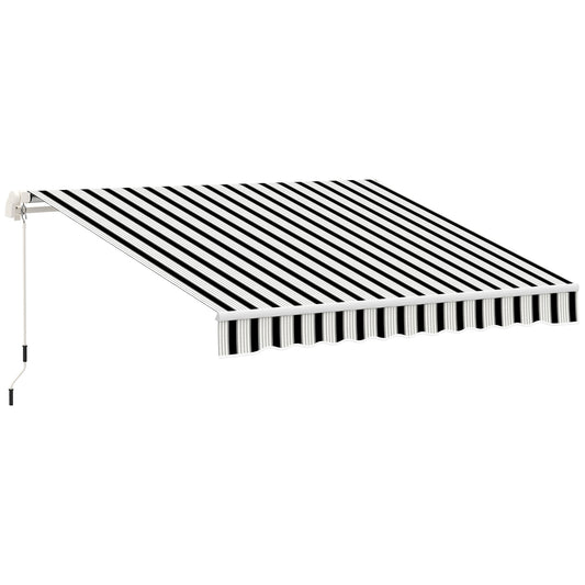 Outsunny Markise, Sonnenschutz, einfahrbar, mit Handkurbel, Metallrahmen, Polyester, blau+weiß, 3,95 x 2,45 x 3,50 m