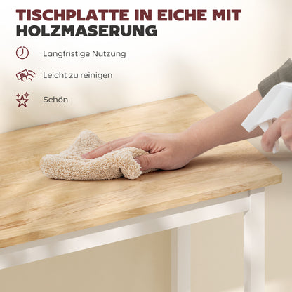 HOMCOM Bartisch, Eichenoptik, kompakt, Platz für 2 Personen, Naturholz+Weiß