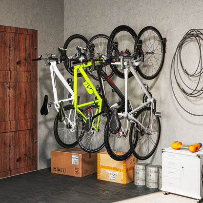SPORTNOW 4er Set Fahrrad Wandhalterung Vertikal mit 30 kg Tragkraft klappbar für 4 Fahrräder Schwarz